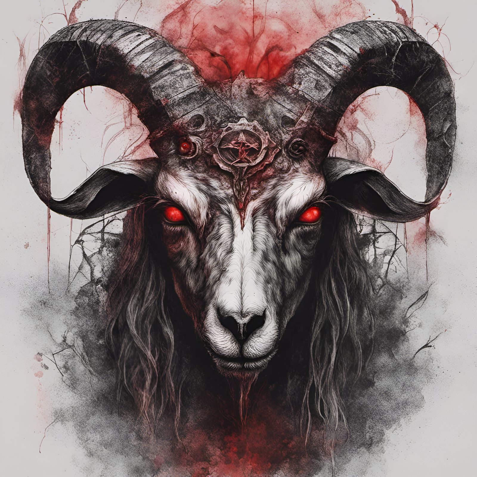 Creepy Satanic Ritual in Cemetery with Goat Head