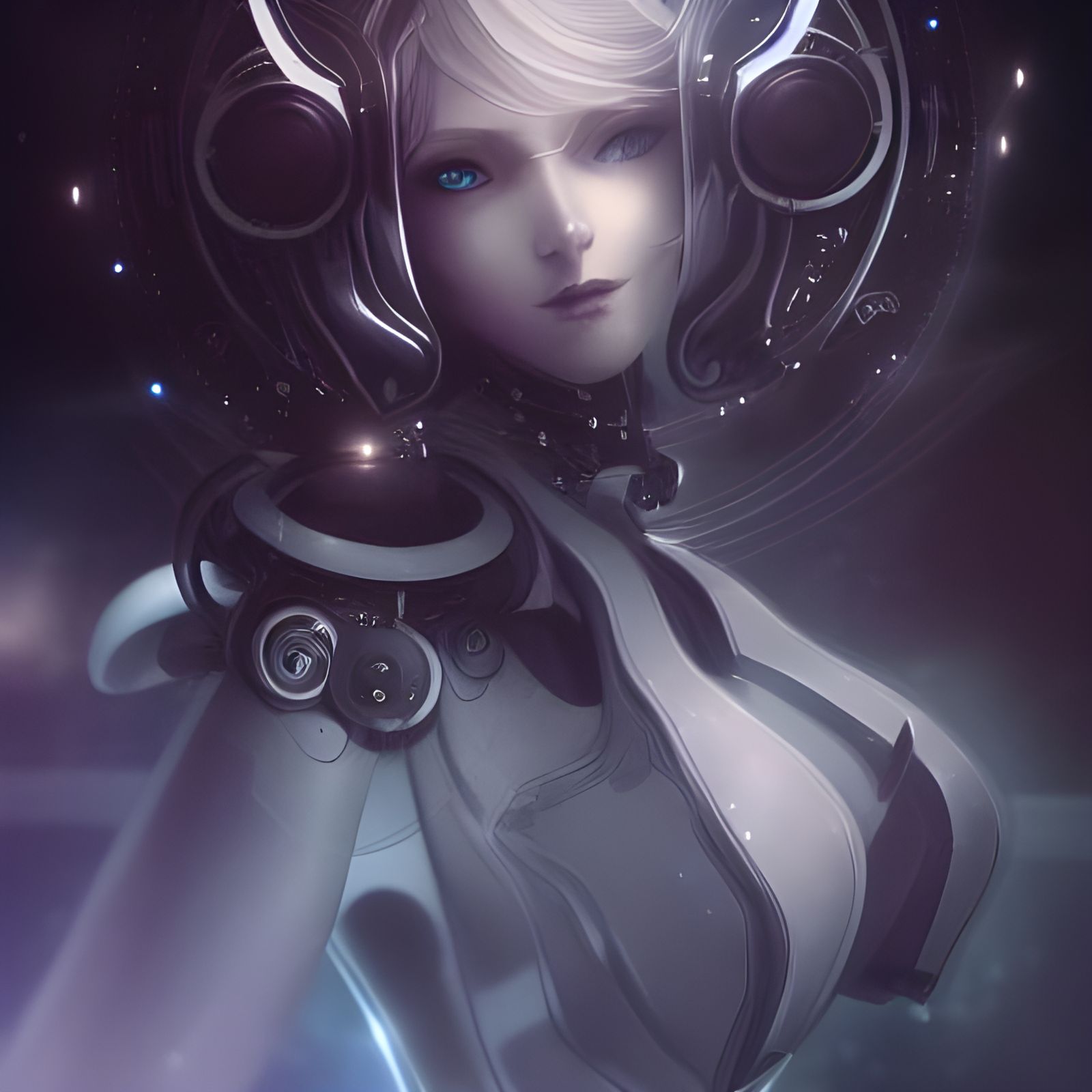 Ethereal Elven Goddess in Biomechanical Space