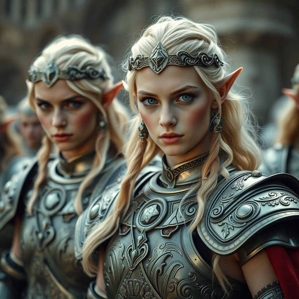 Elves in Greek style armour,