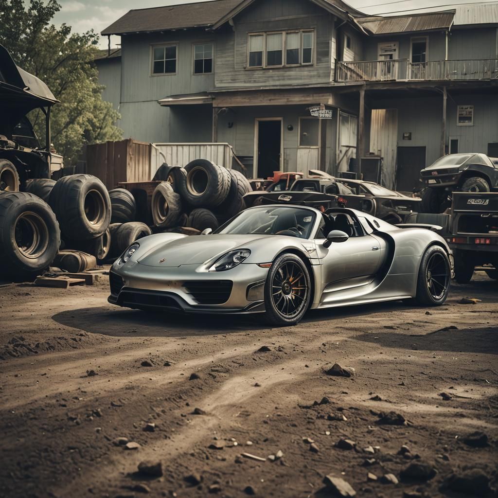 Porsche 918 Spyder on Monster Truck Wheels, Epic Cinematic V...