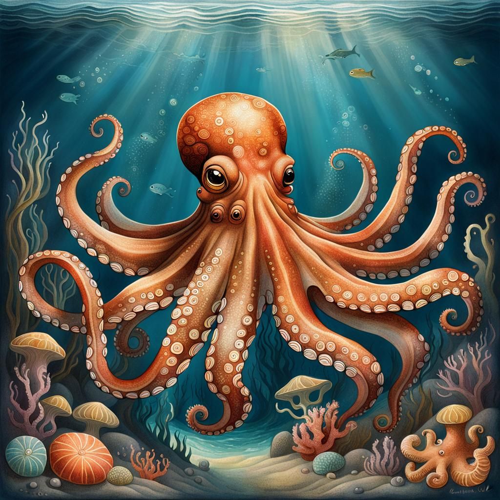 An octopus in the ocean