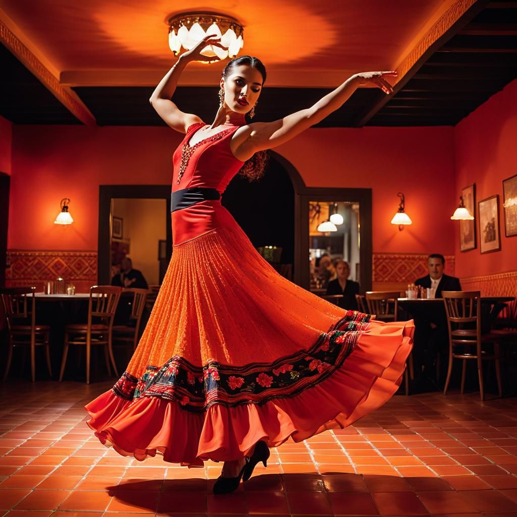 Flamenco Dancer in Watercolor Style by Jacek Yerka