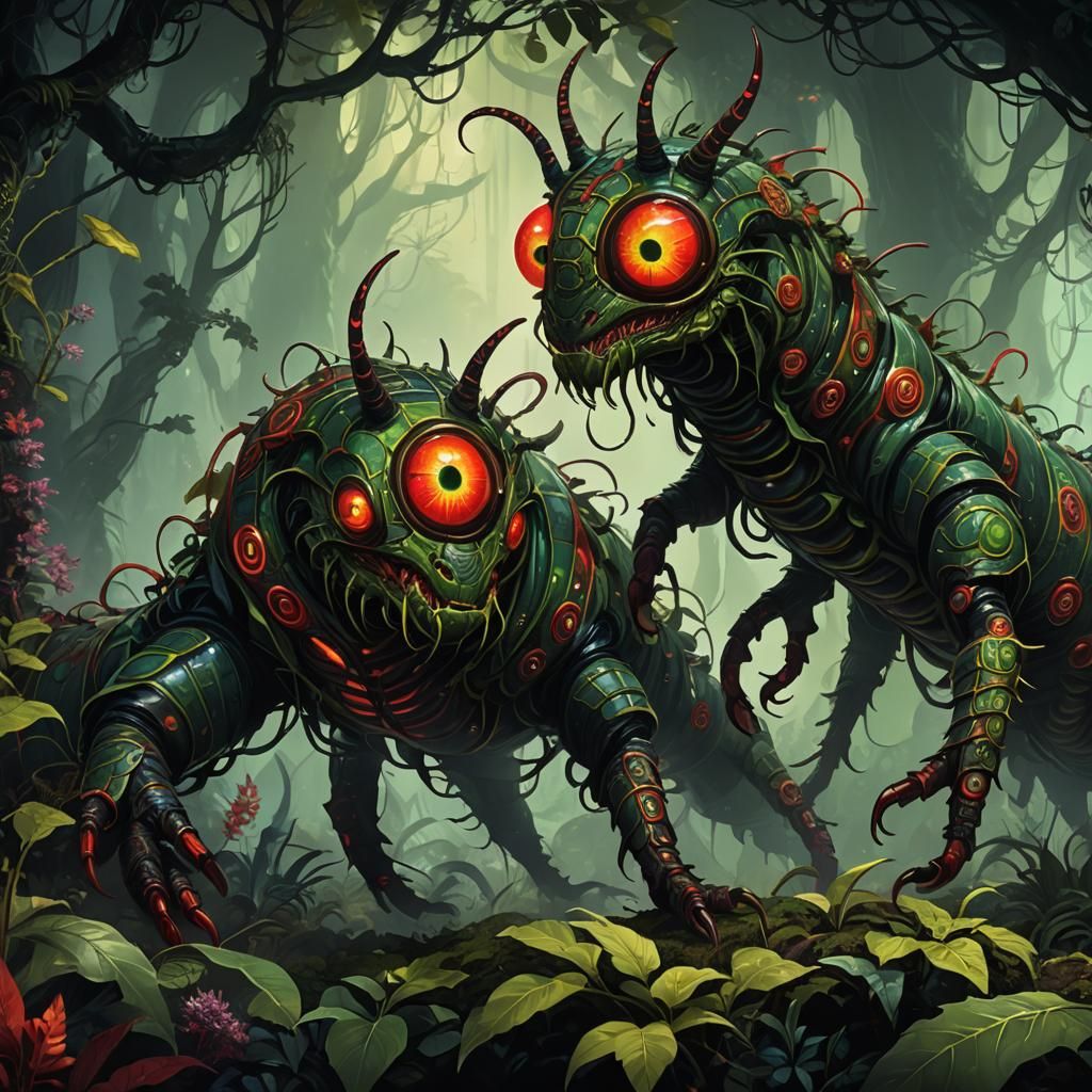 Eerie Two-Headed Caterpillar Concept Art