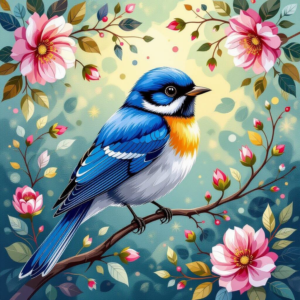 nightingale, silk tapestry