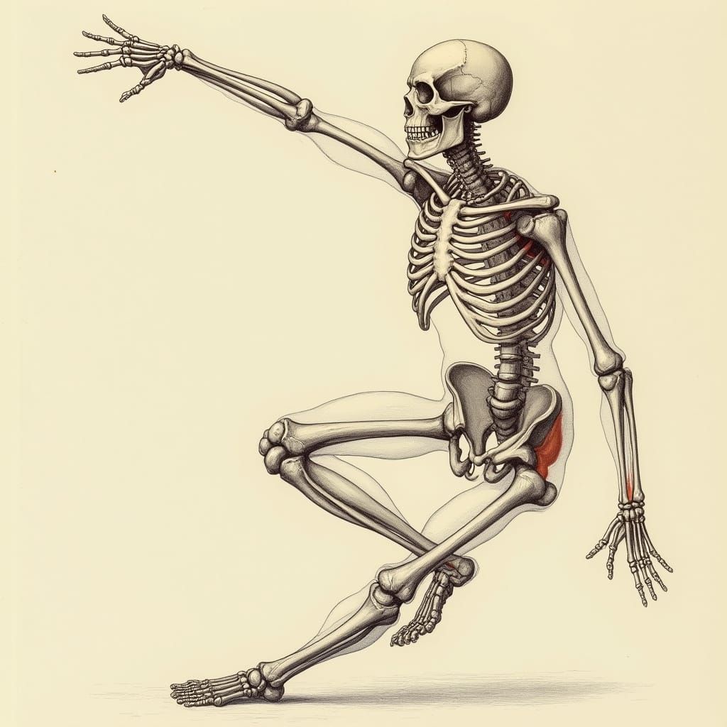 Anatomical Skeleton in Motion with Translucent Muscles in Dü...