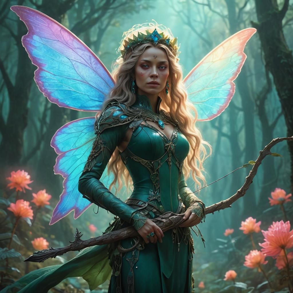 Regal Woman in Mystical Forest, Fantasy Concept Art