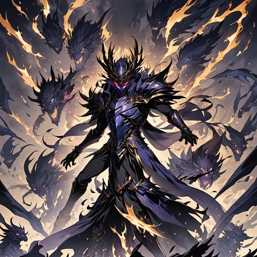 Anime Style Shadow Monarch Illustration