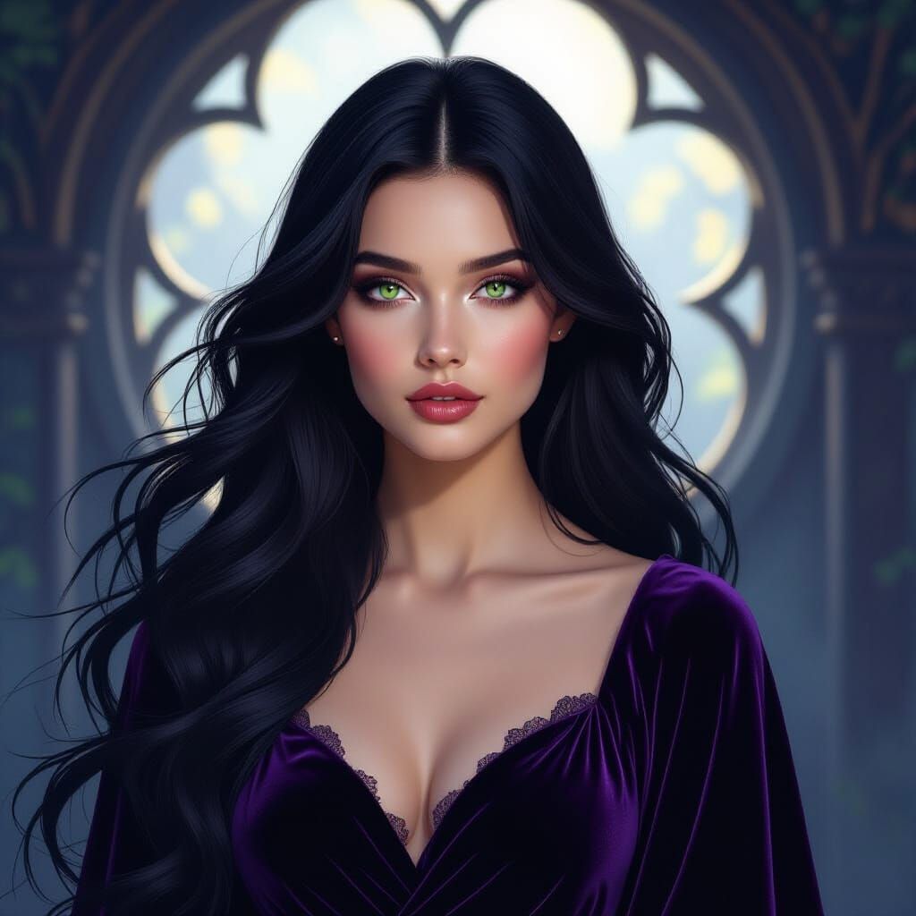 Ethereal Witching Hour Portrait of a Woman in Velvet