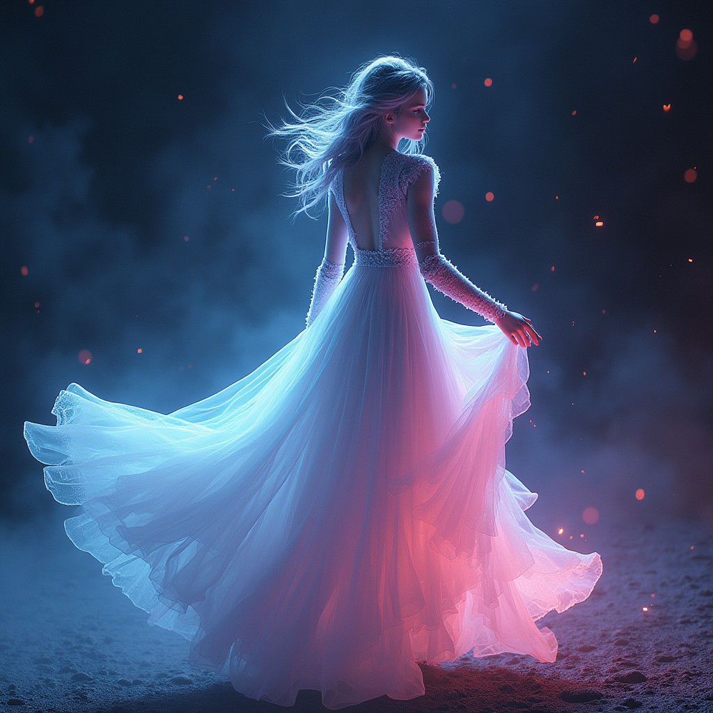 Ethereal Girl in X-Ray Style Aura