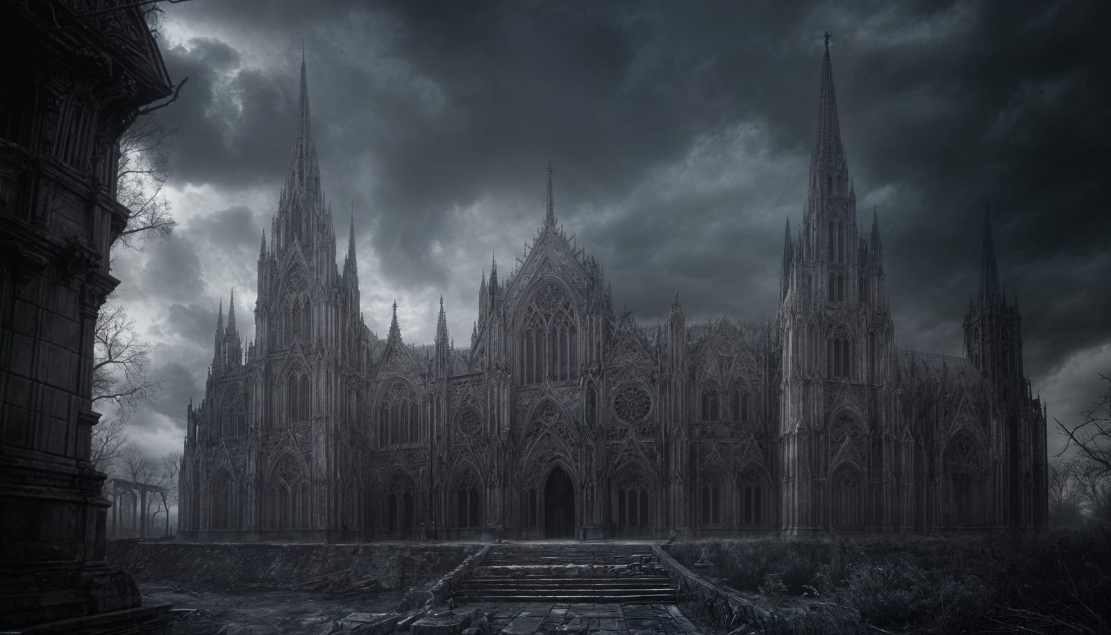 Gothic Spiderweb Cathedral in Twilight