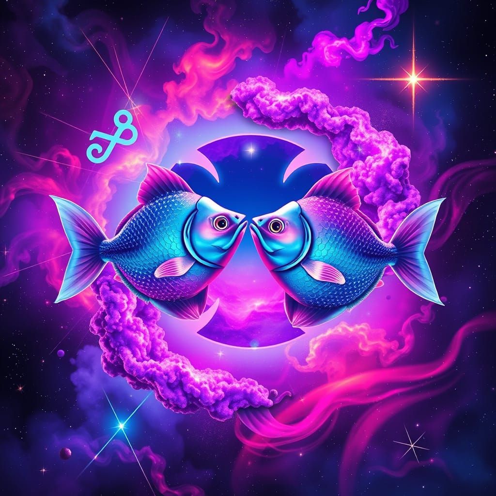 Cosmic Fish Dancers in Neon Starlight