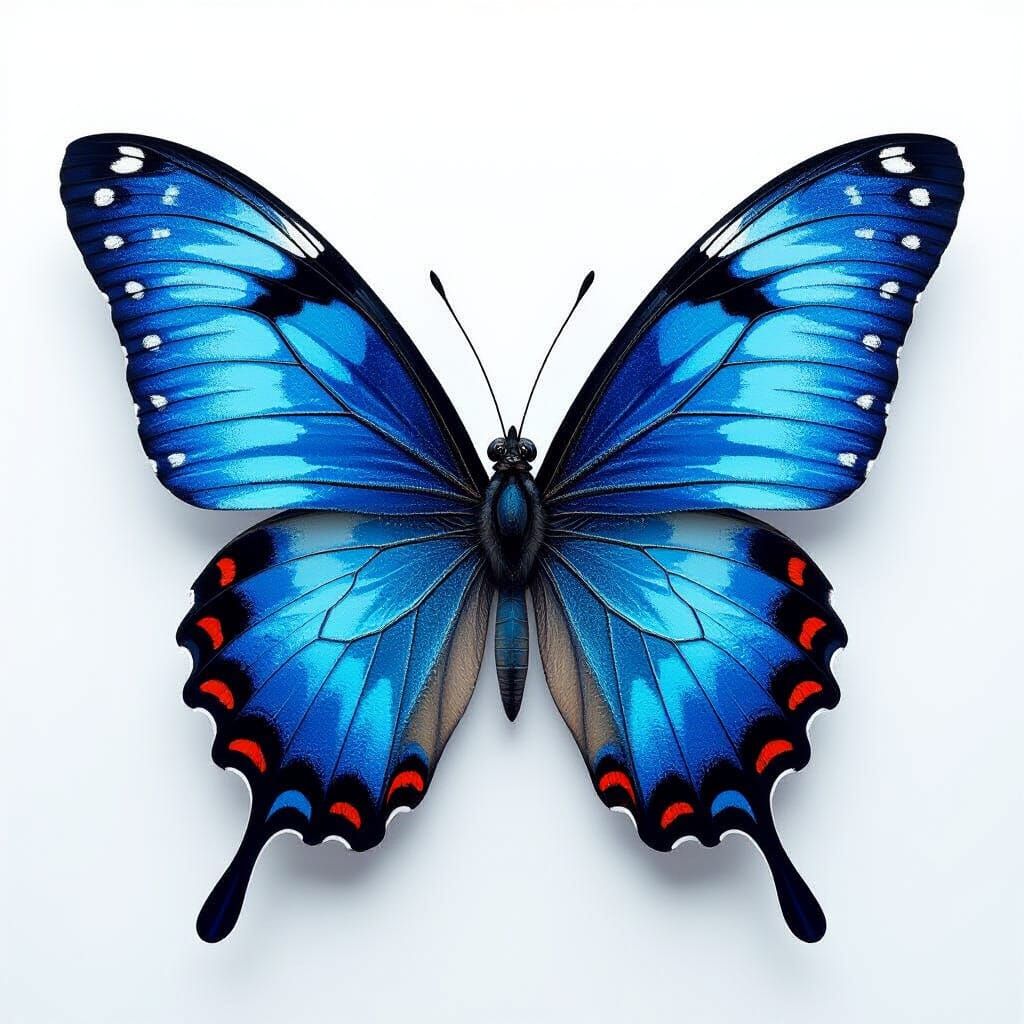 Artistic Blue Butterfly Fluttering