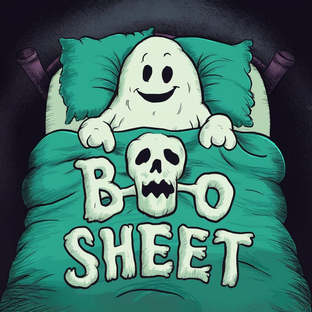 Humorous Cartoon Ghost Says Boo Sheet