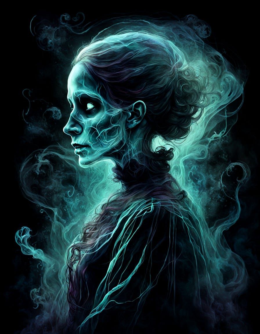 Mysterious Victorian Ghost in Ethereal Double Exposure