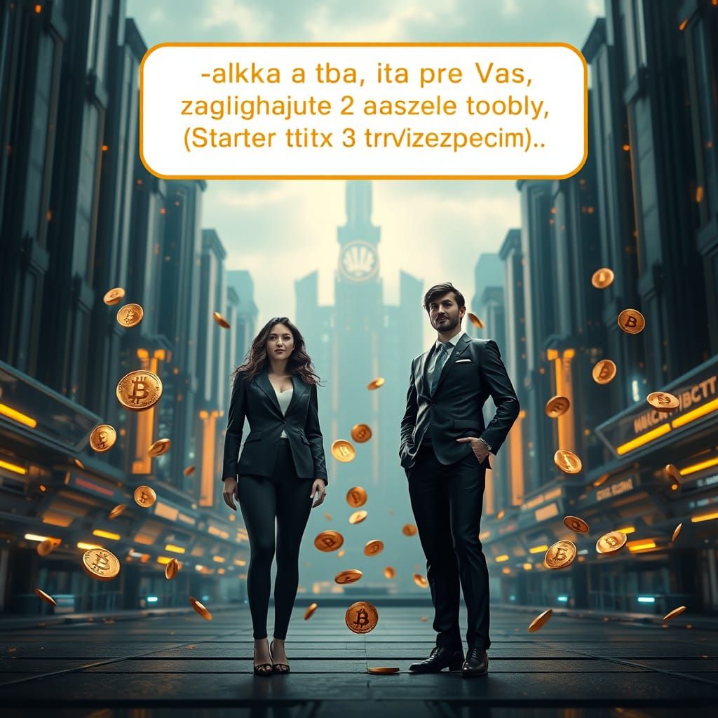 Futuristic Bitcoin Cityscape with Business Professionals