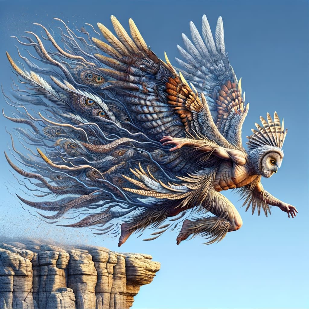 Native American Man's Ethereal Owl Transformation