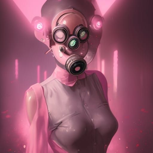 Sissy Maid in Gasmask, Hyperdetailed Dark Fantasy
