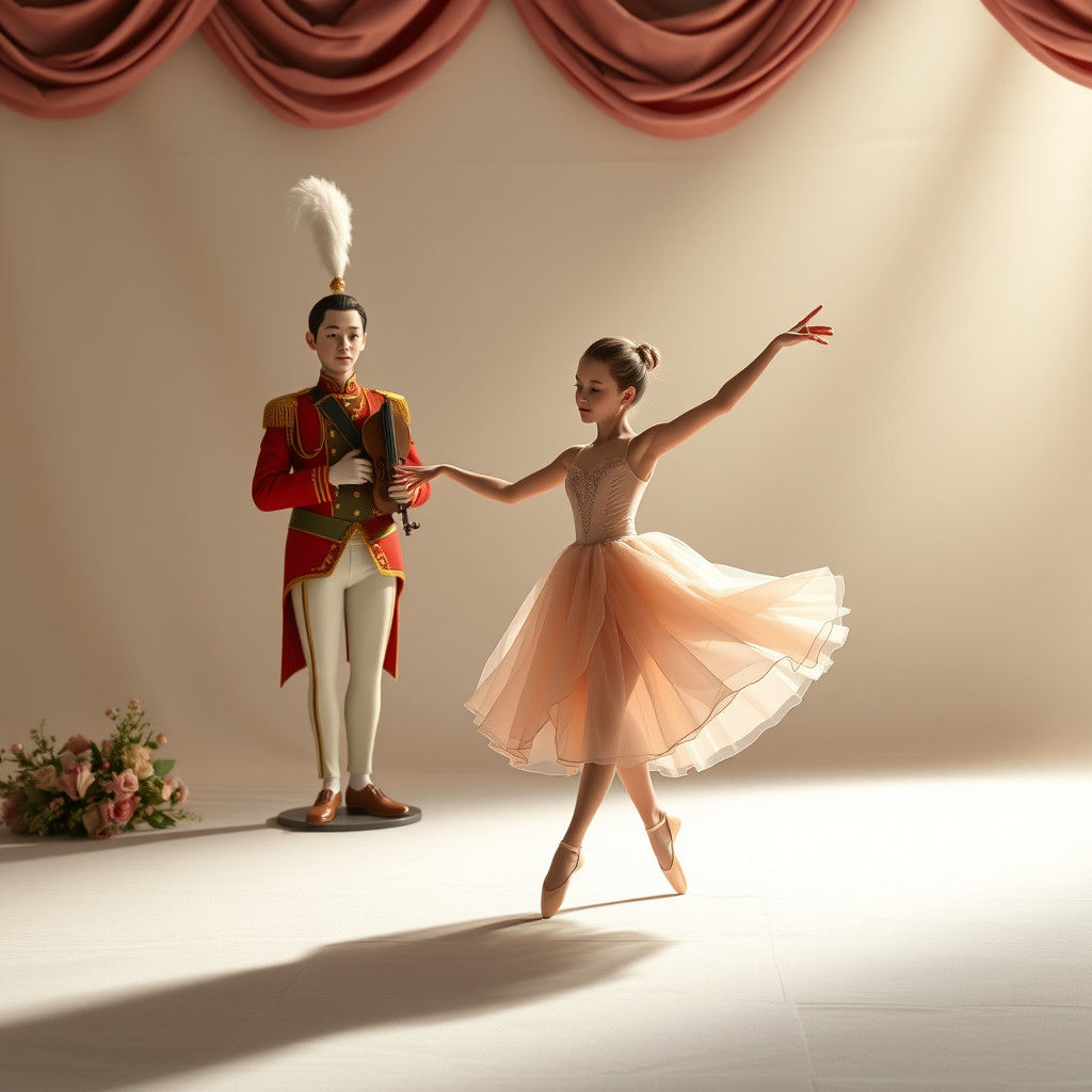 Ballerina Dances with Nutcracker, Fantasy Concept Art