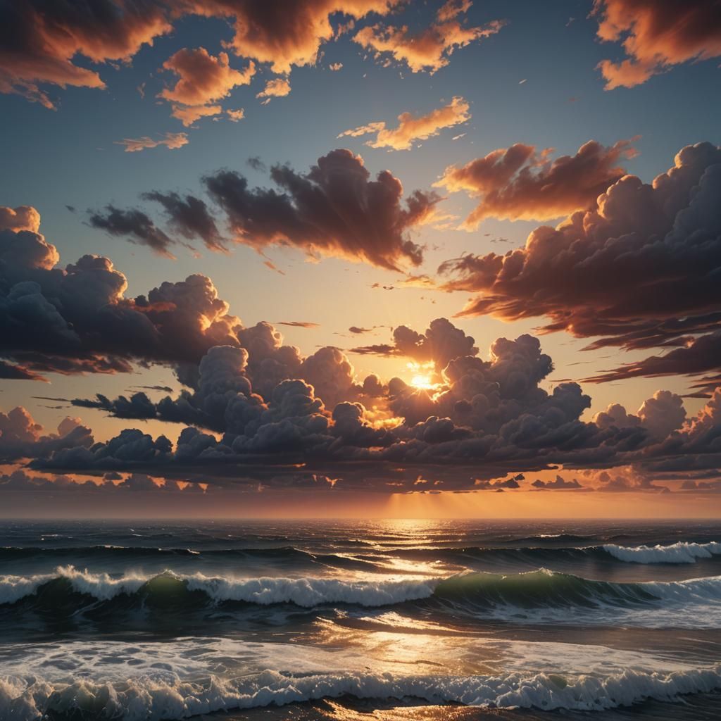 Pacific Sunset: Detailed Matte Painting in Deep Color