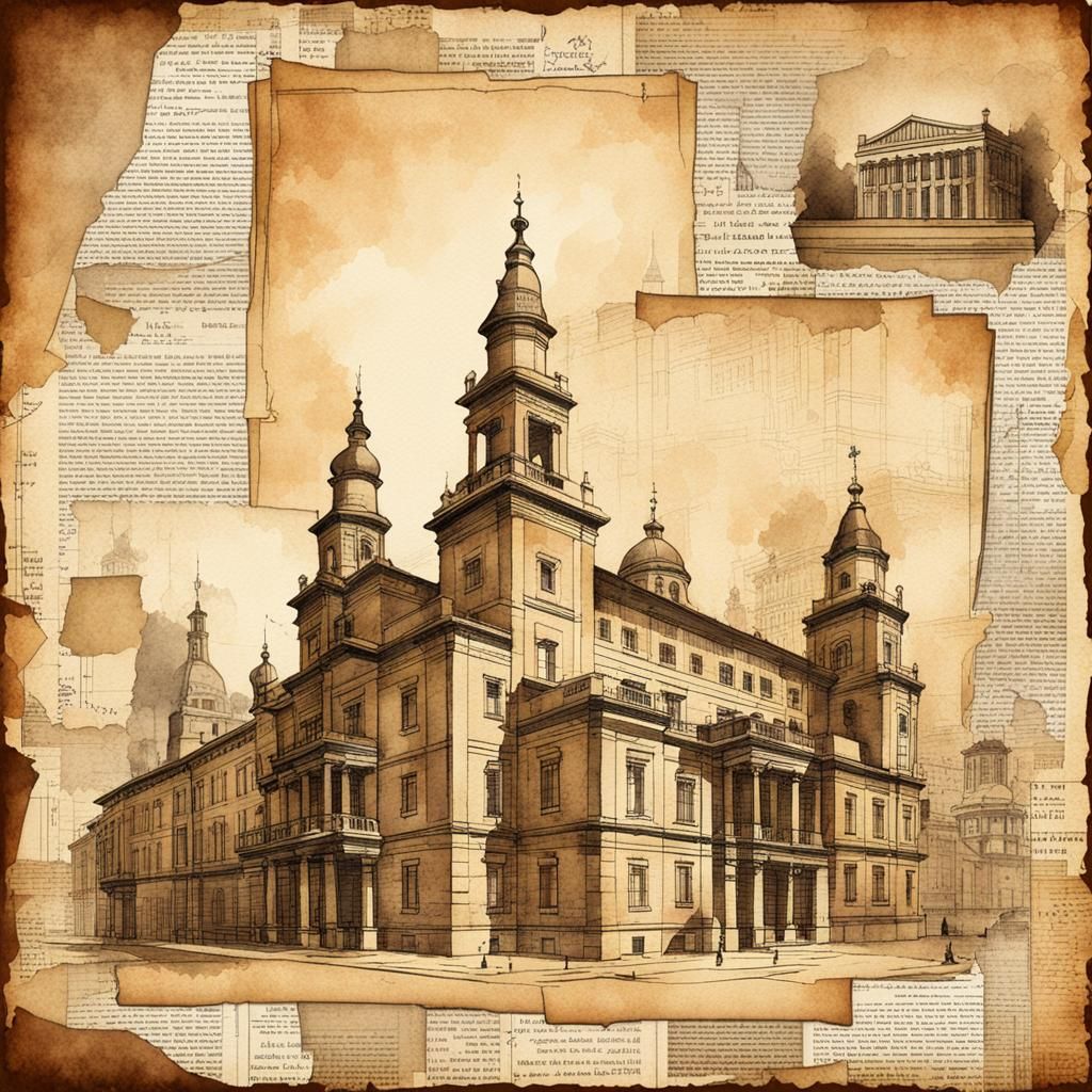 vintage paper, architecture illustration