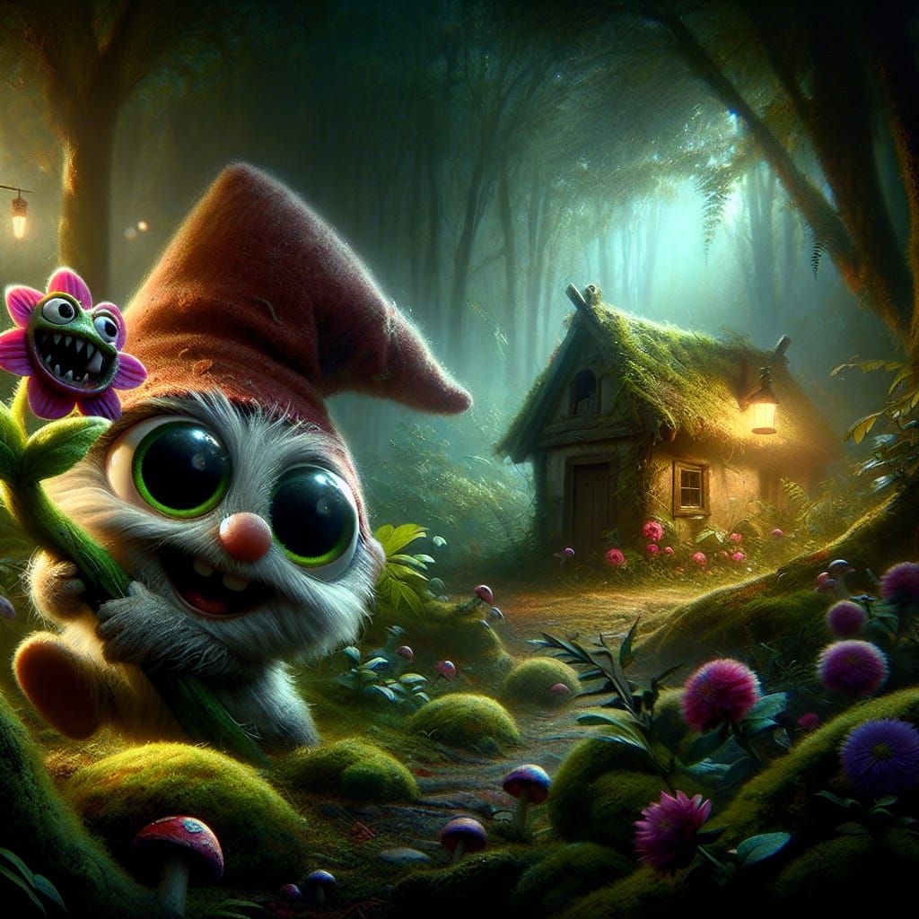 Garden Gnome's Whimsical Fight: A Digital Painting