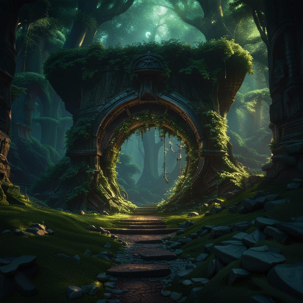 Enchanted Forest Portal in Dark Fantasy Style