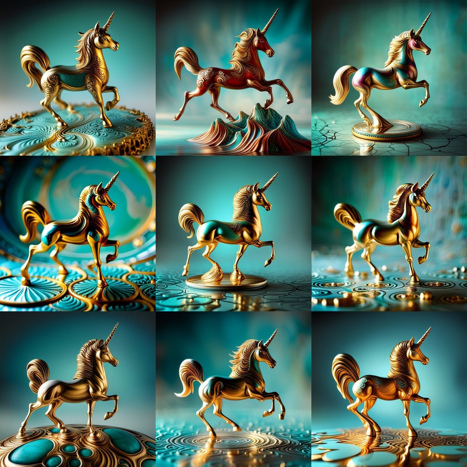 Elegant Gilded Unicorn in Porcelain Style