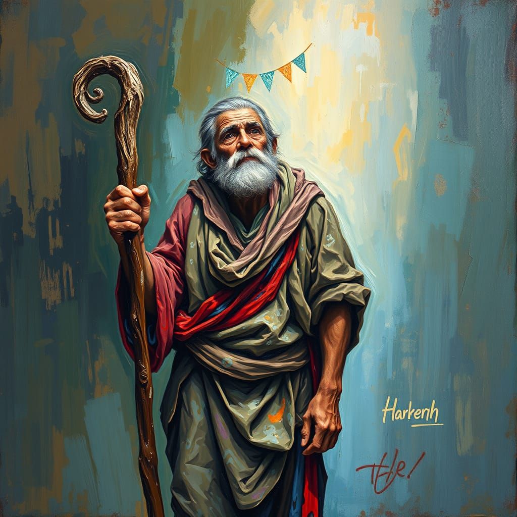 Man Expresses Gratitude for Hospitality in Neo-Impressionist...