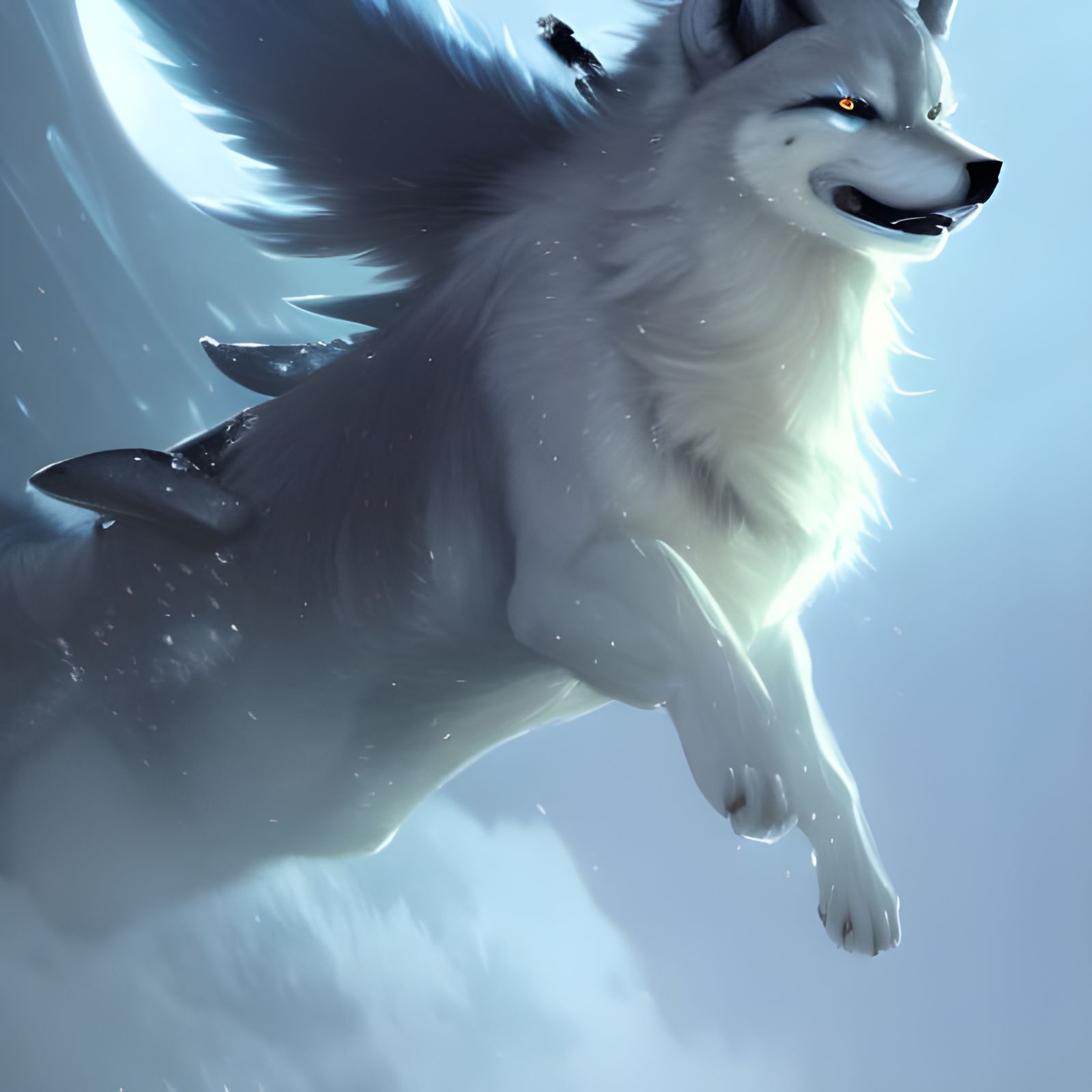 Icy Wolf Pokemon in Dark Fantasy Style