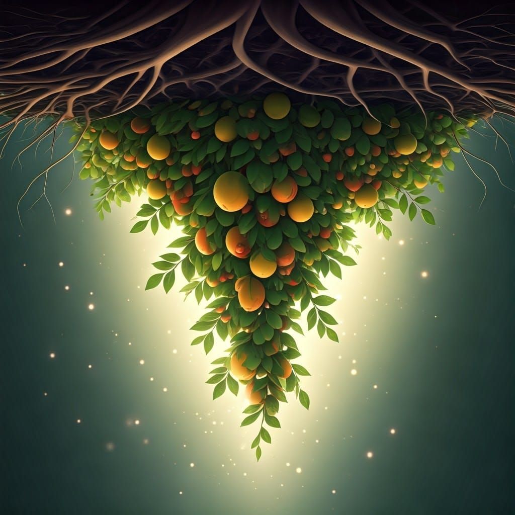 Upside-Down Tree: Dreamlike 3D Render