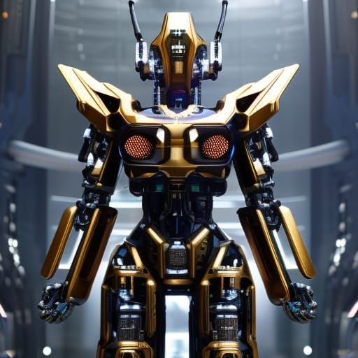 Futuristic Robot God in Cyberpunk Style