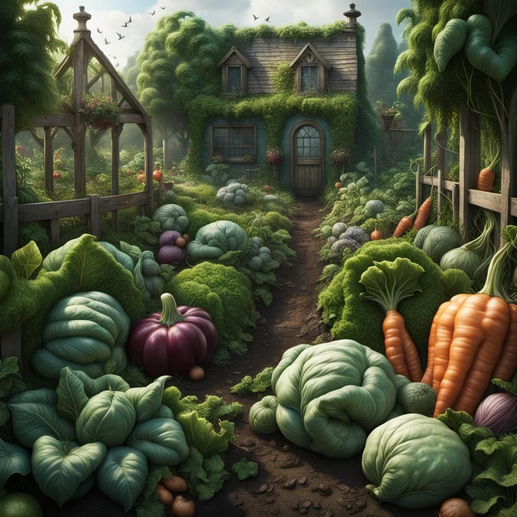 Giant Vegetables Overgrow a Fantastical Garden