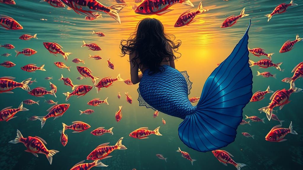 Mermaid in Sunset Lagoon