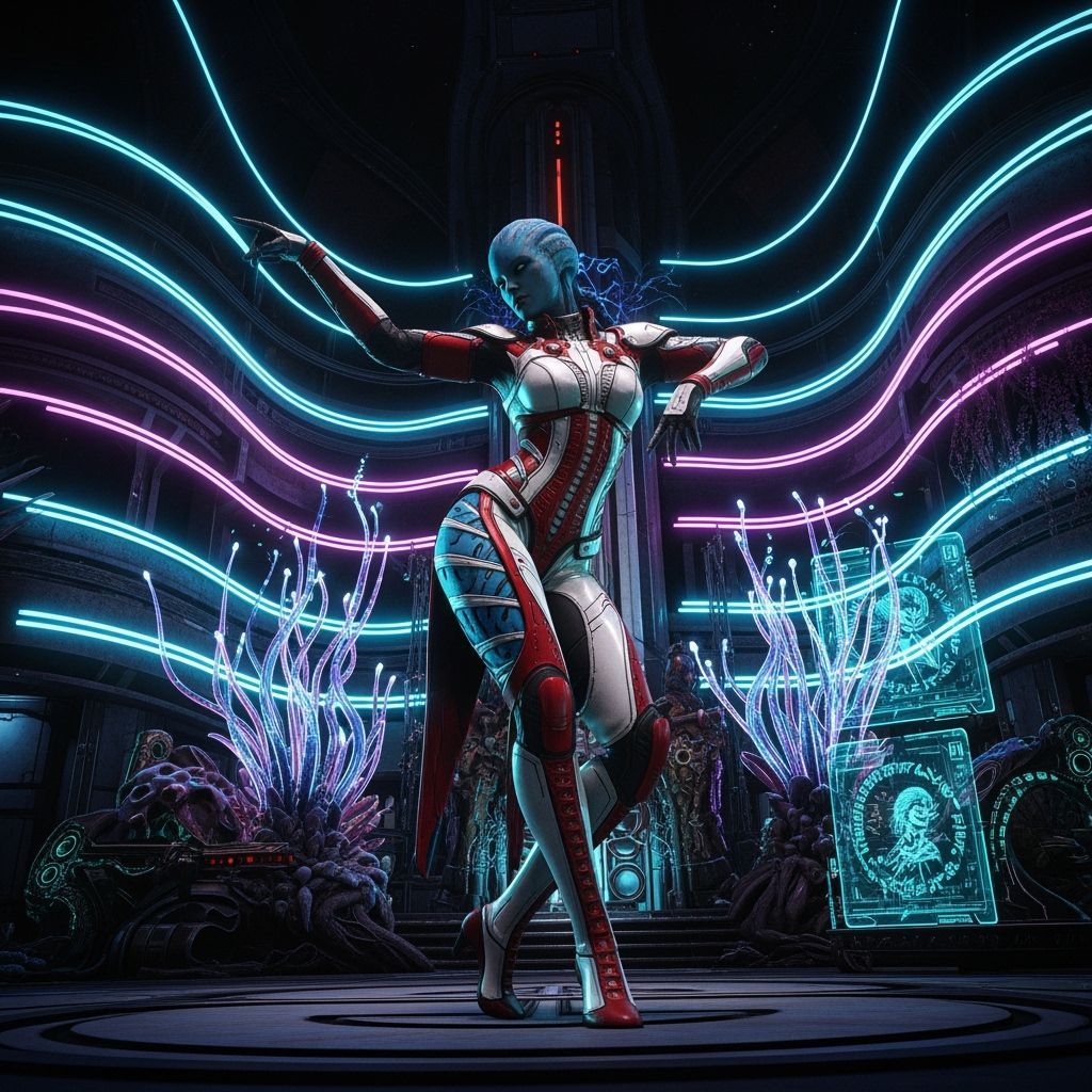 Asari Dancer in High-Tech Cyberpunk Suit