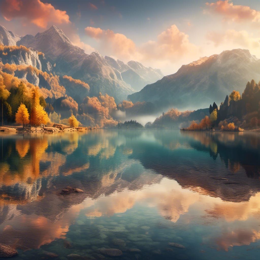 Majestic Mountain Landscape Reflected in Serene Lake