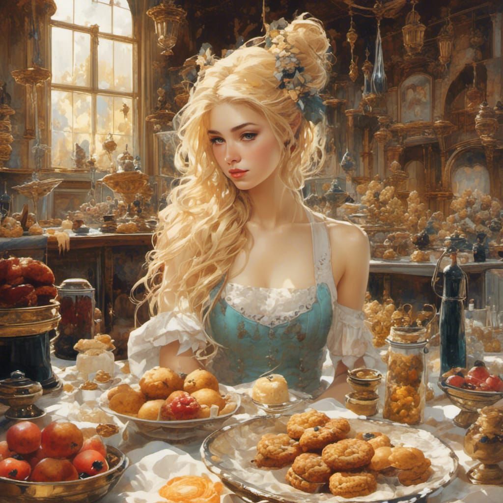 Charming Baker in Cozy Bakery, Watercolor Style