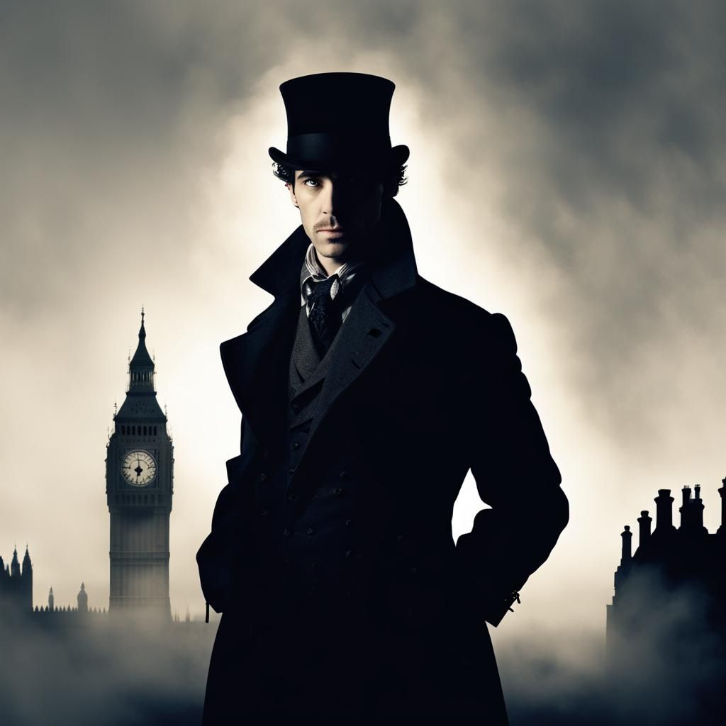 Sherlock Holmes Silhouette in Foggy London