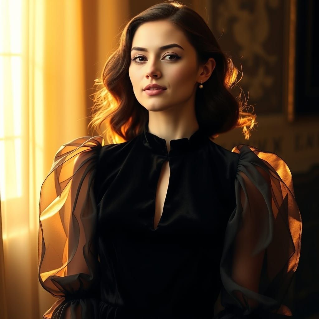 Sensual Neo-Classical Goddess in Velvet and Organza