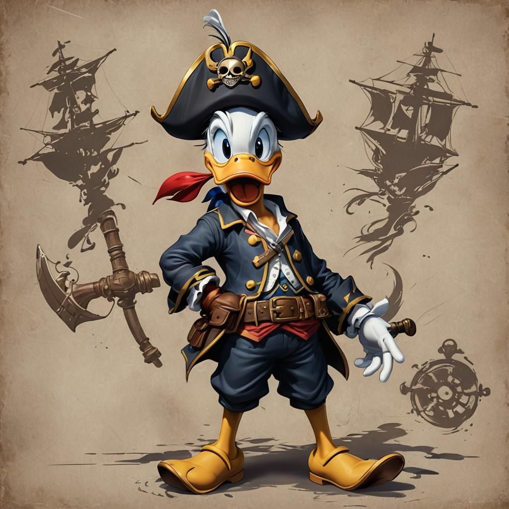 Donald Duck as Pirate in 3D Anime Art