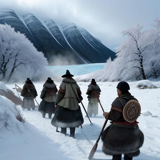 Surreal Arctic Landscape with Flowing Hot Springs