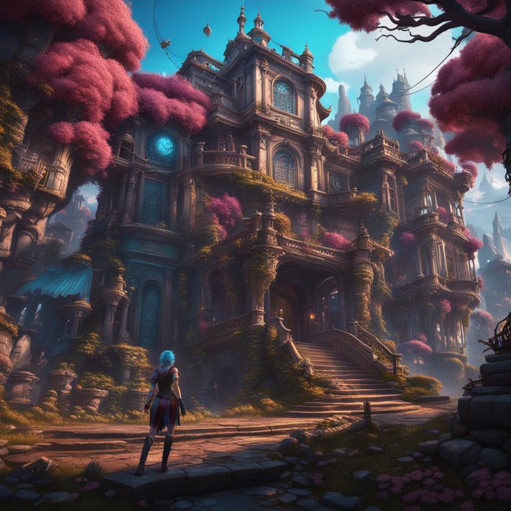 Detailed Matte Painting of Jinx in Fantasy Art Style