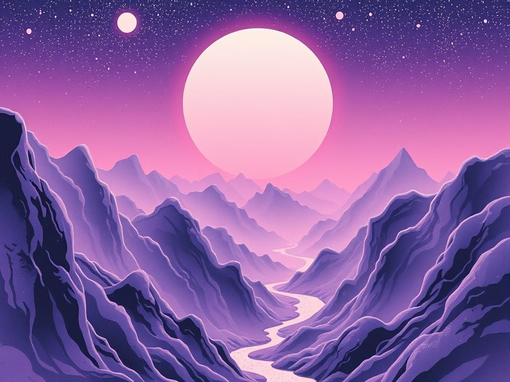 Cosmic Voyage in Archaic Lava Hues