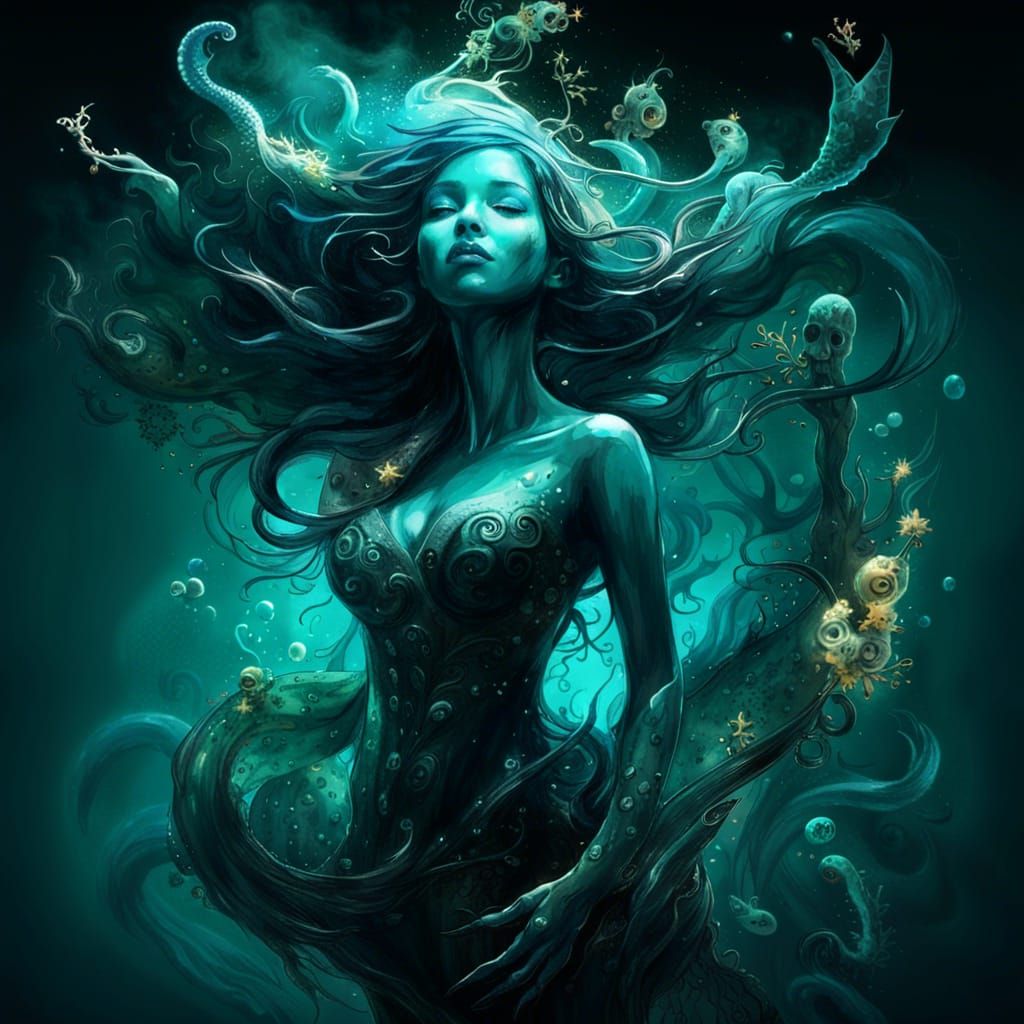 Midnight Mermaid and Bioluminescent Specters