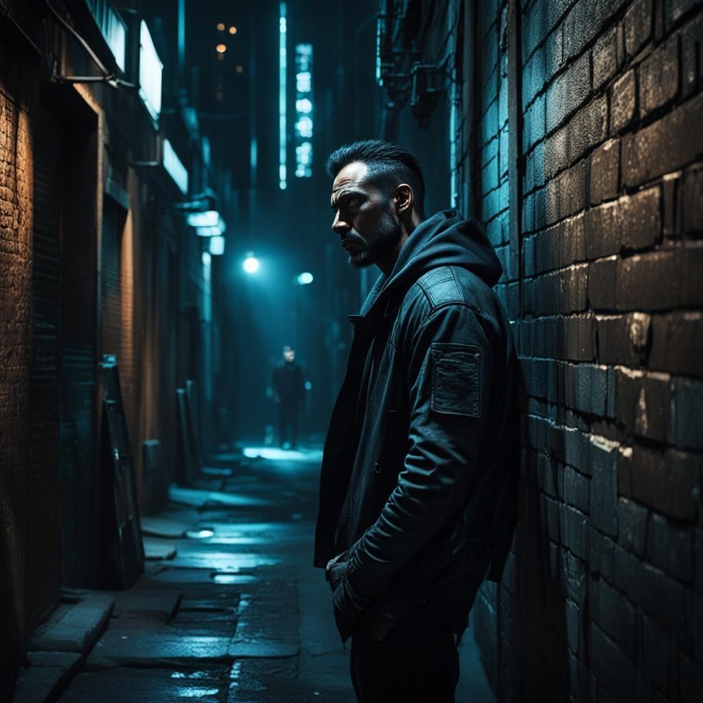 Cyberpunk Alley: Moody Portrait in the Night