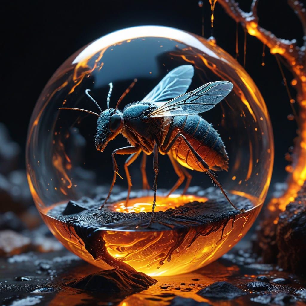 Surreal Amber Mosquito Above Fossil Canyon