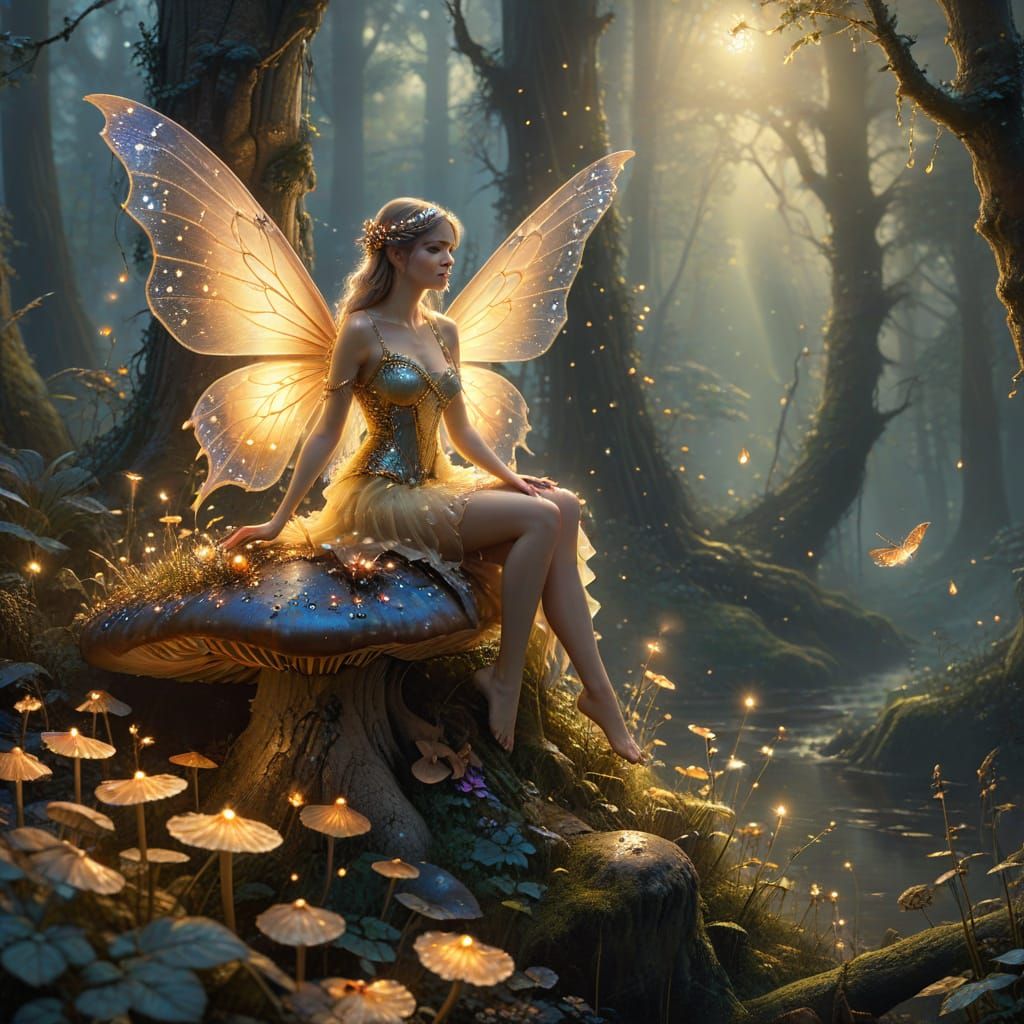 Whimsical Fairy in Enchanted Forest