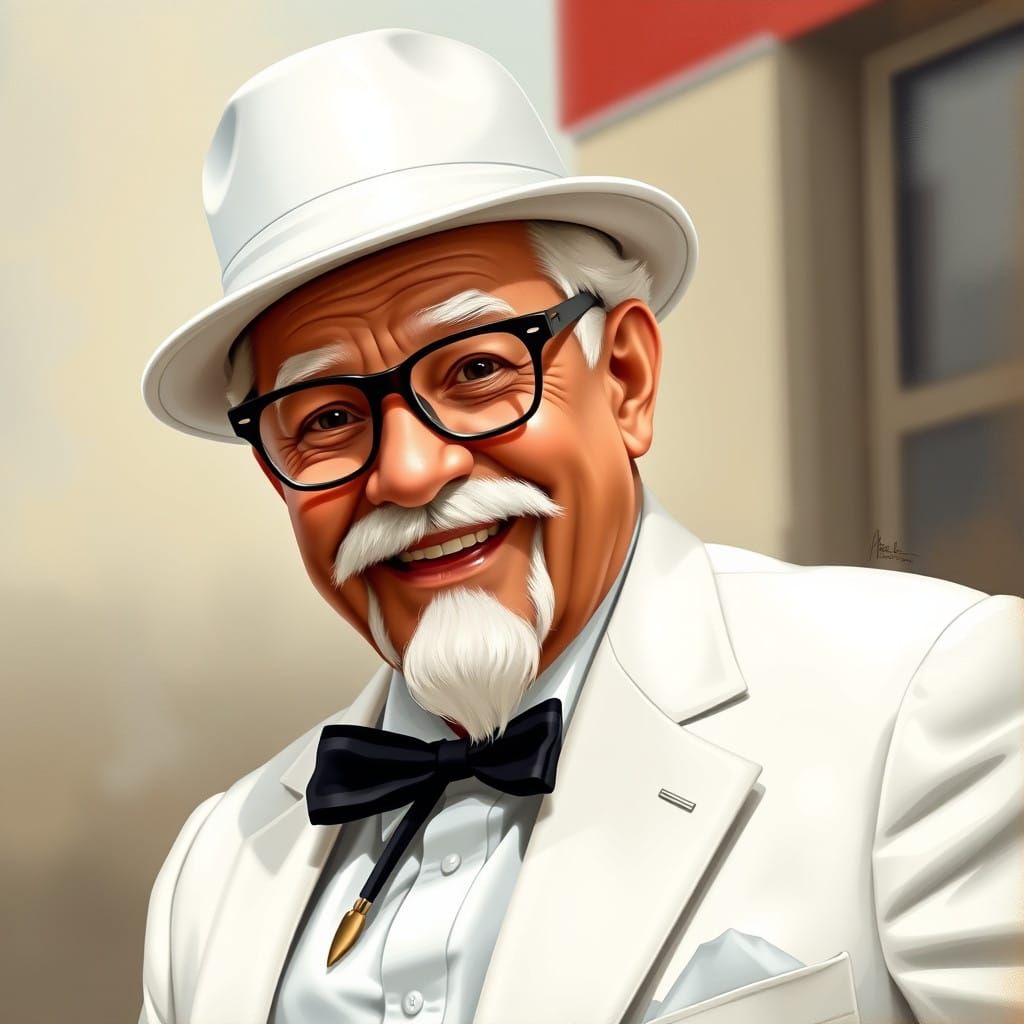 Colonel Sanders in Iconic White Suit and Hat