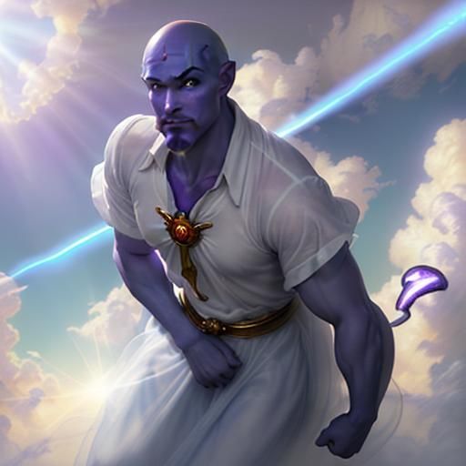 Genie Portrait in Heaven, Hyperdetailed 3D Art