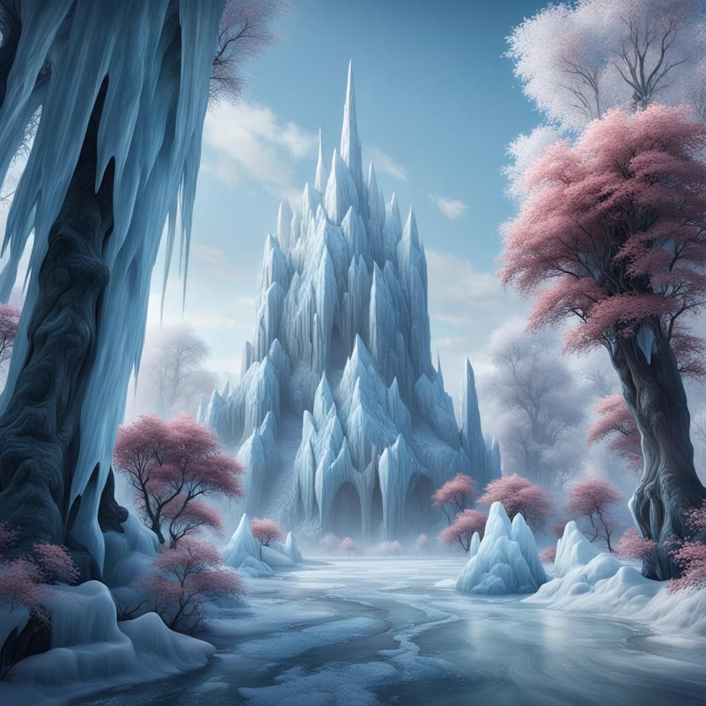 Detailed Ice Rose Fantasy Concept Art