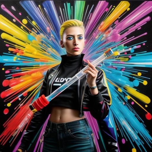 Genderfluid Scientist in Colorful Graffiti Art Style